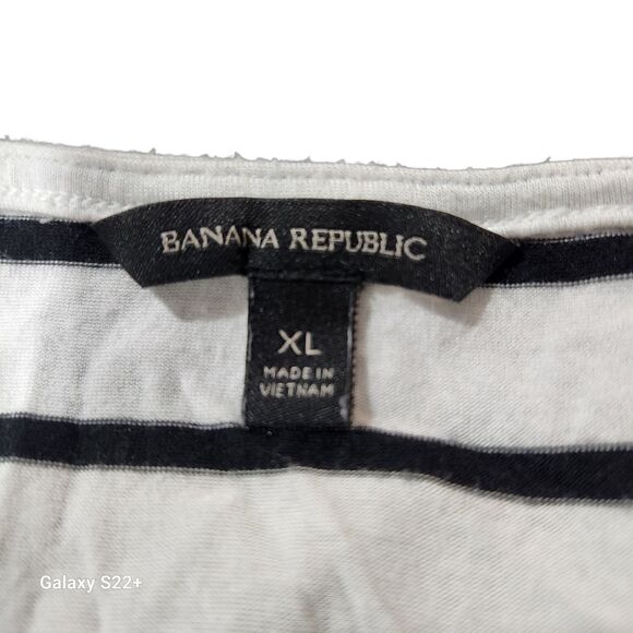 Banana Republic Sleevless Blouse Womens XL Striped Faux Wrap Nautical Corporate - Picture 2 of 5